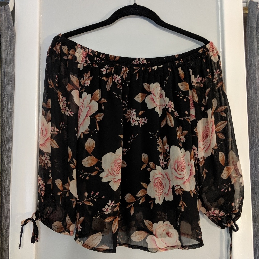 Floral, off the shoulder shirt